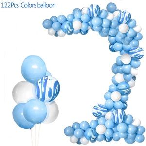 122ct White and Blue balloon Garland Arch Kit